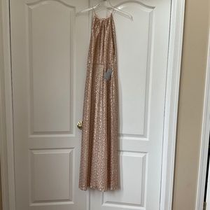Amsale rose gold sequined gown